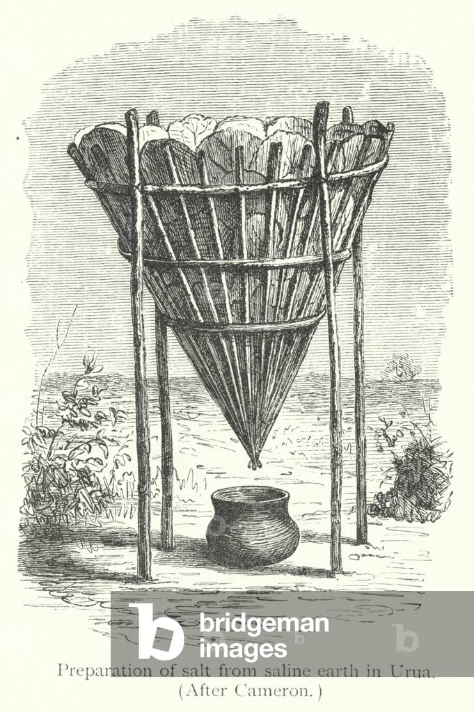 Preparation of salt from saline earth in Urua (engraving)