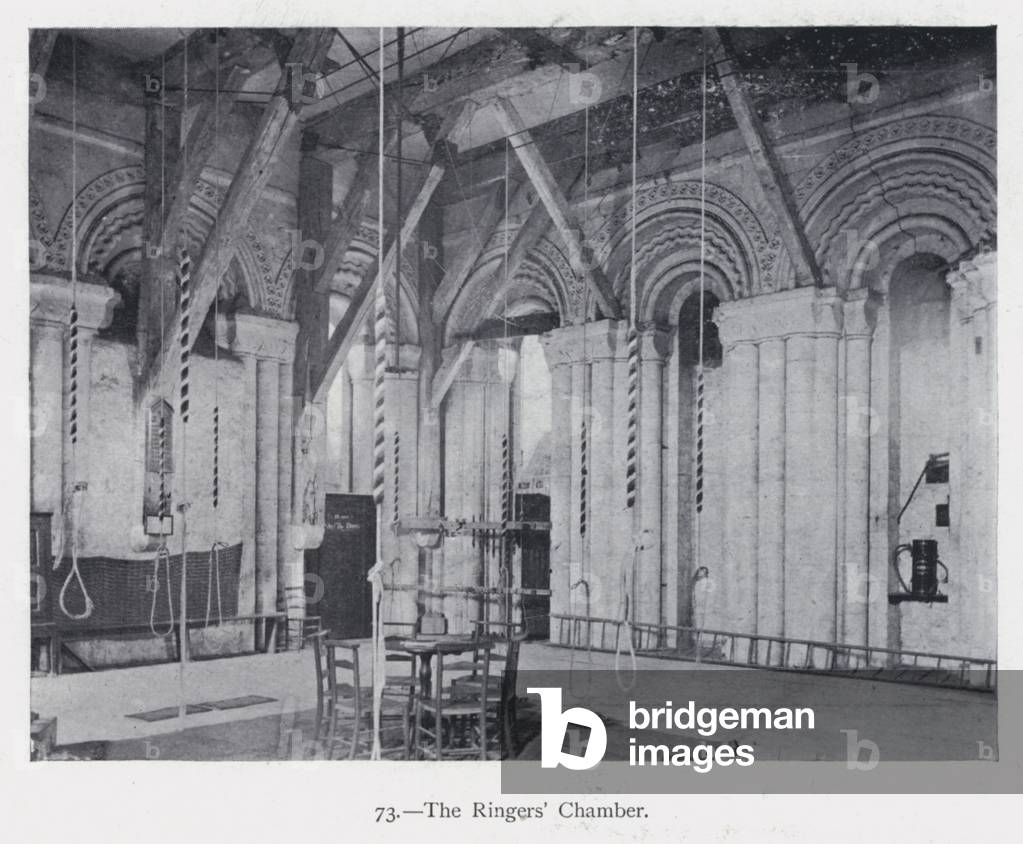 Winchester Cathedral: The Ringers' Chamber (b/w photo)