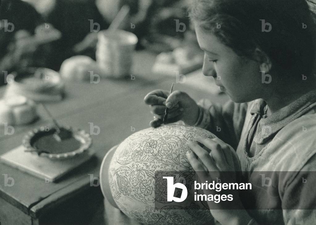 Turkey: Cinicilik, Kutahya, Ceramic Industry at Kutahya (b/w photo)