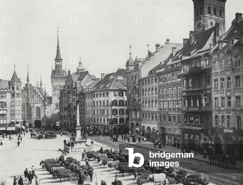 Marienplatz, Munchen (b/w photo)