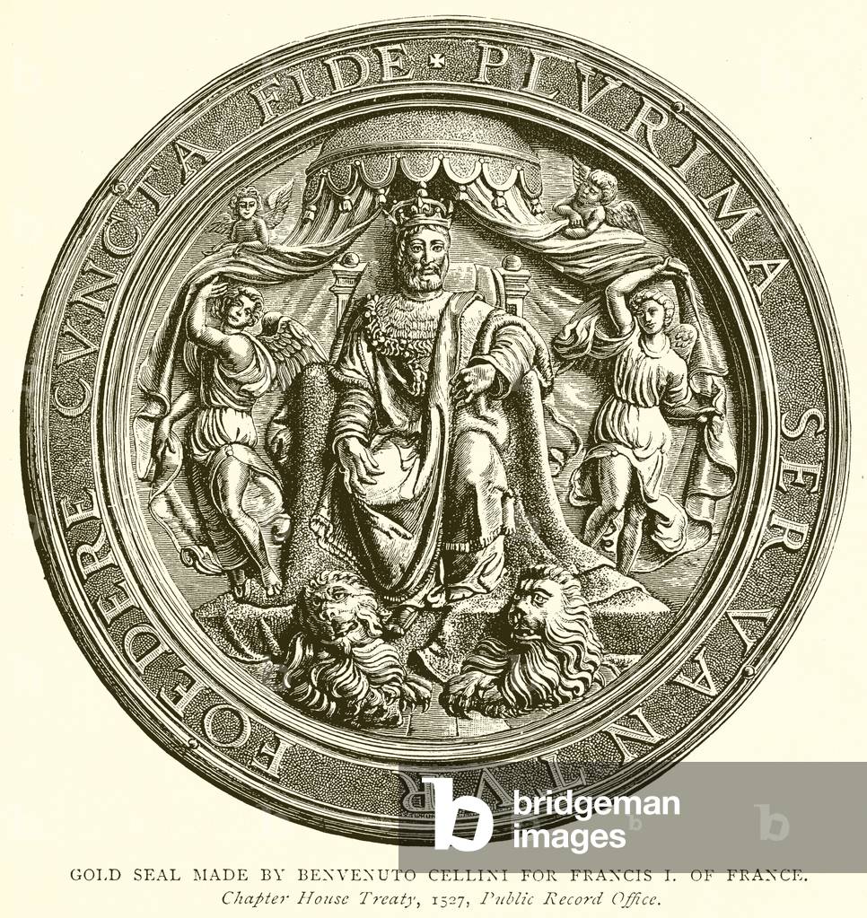 Gold Seal made by Benvenuto Cellini for Francis I of France (engraving)