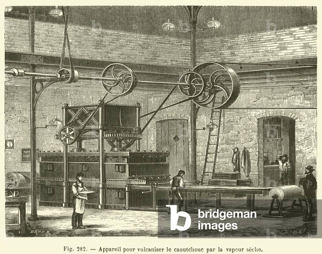 Appareil pour vulcaniser le caoutchouc par la vapeur seche (engraving)