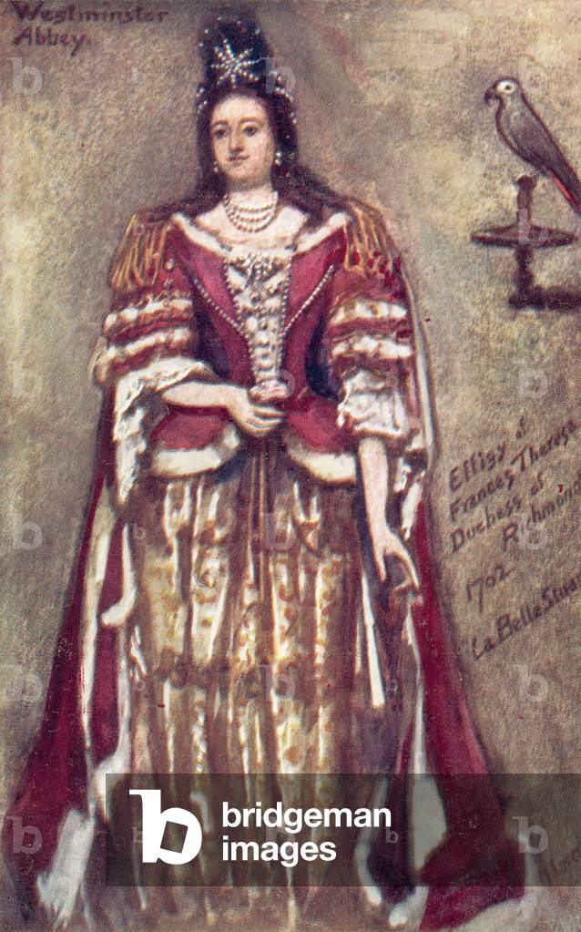 Effigy of Frances Teresa Stewart, Duchess of Richmond, in Westminster Abbey (colour litho)