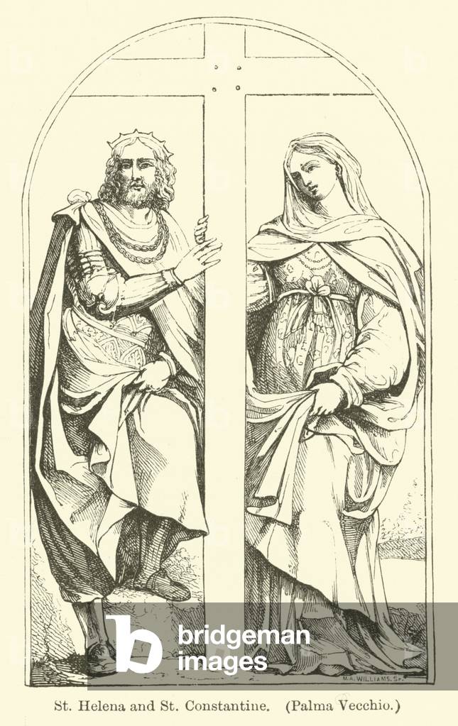 St Helena and St Constantine, Palma Vecchio (engraving)
