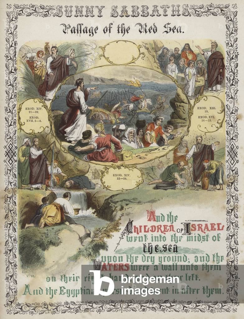 Passage of the Red Sea (coloured engraving)