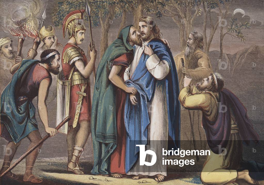 Judas betraying Christ (chromolitho)