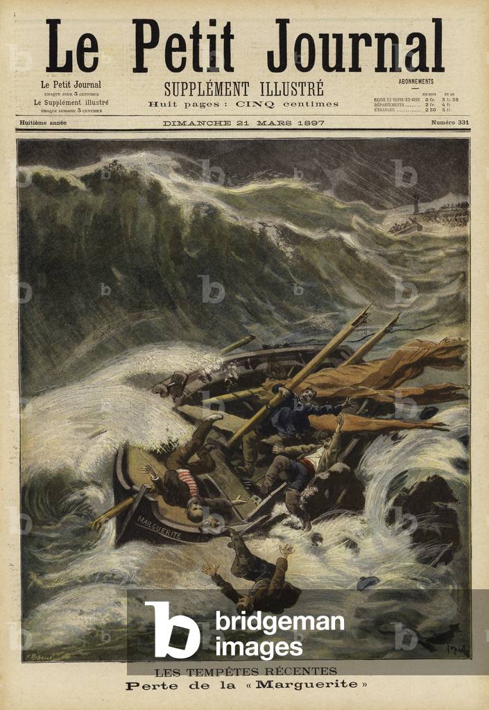 The recent storms, France, 1897 (colour litho)