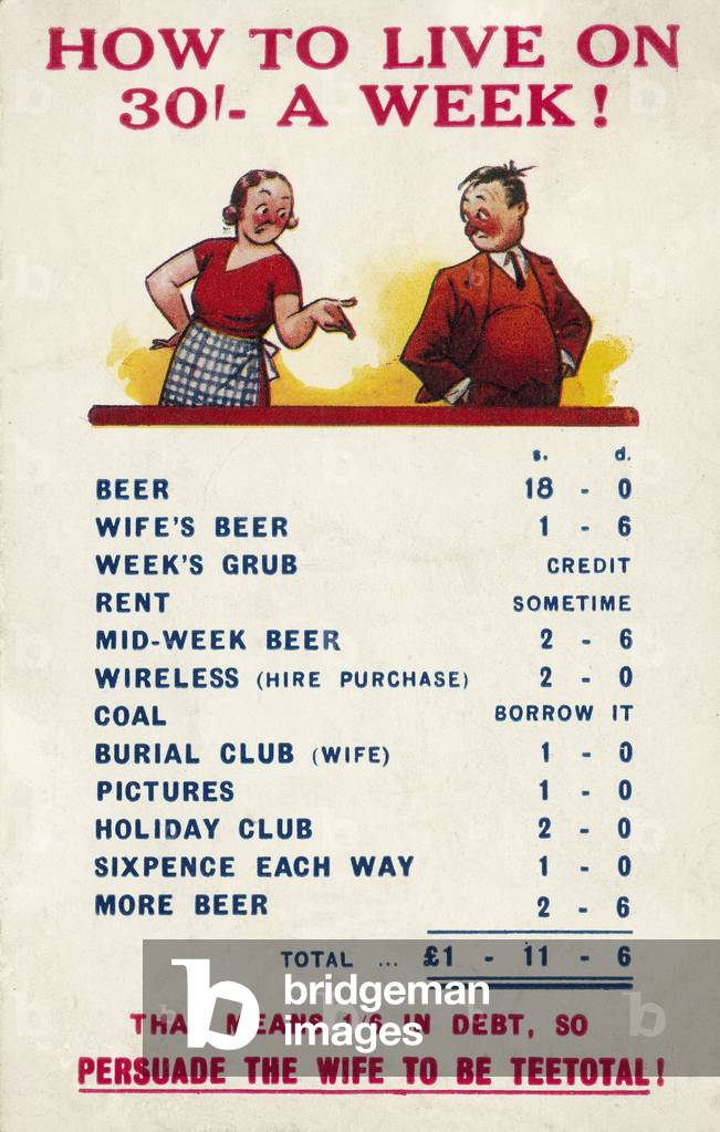 How to live on 30 shillings a week (colour litho)