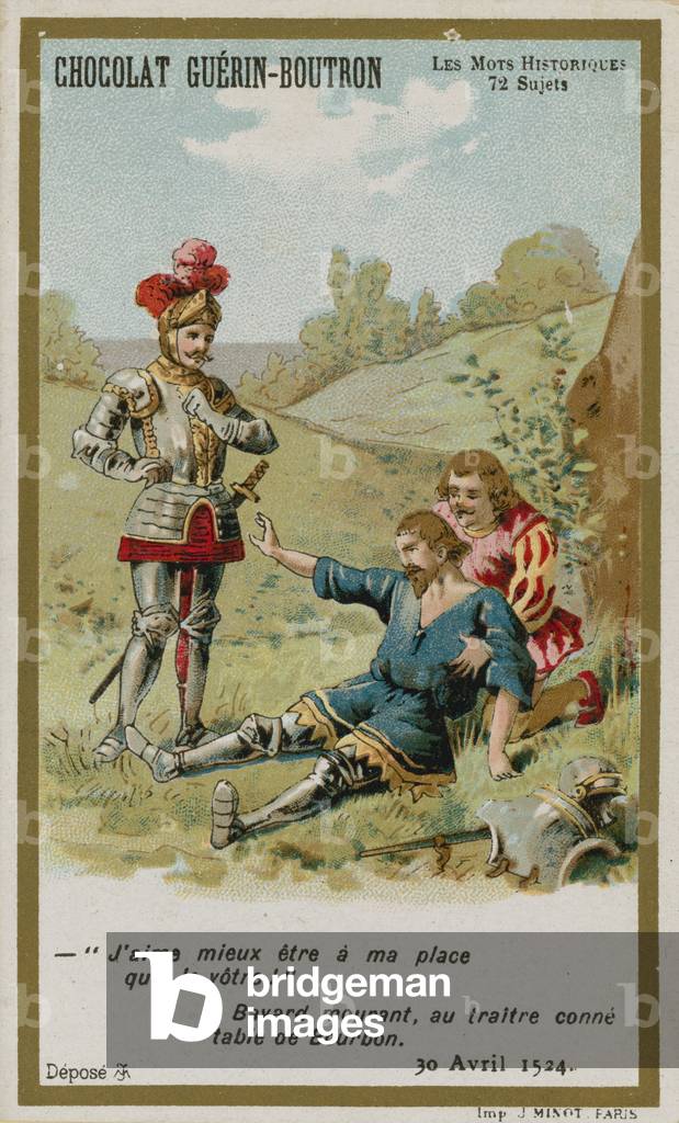 Chocolat Guerin-Boutron trade card, Historic Words series (chromolitho)