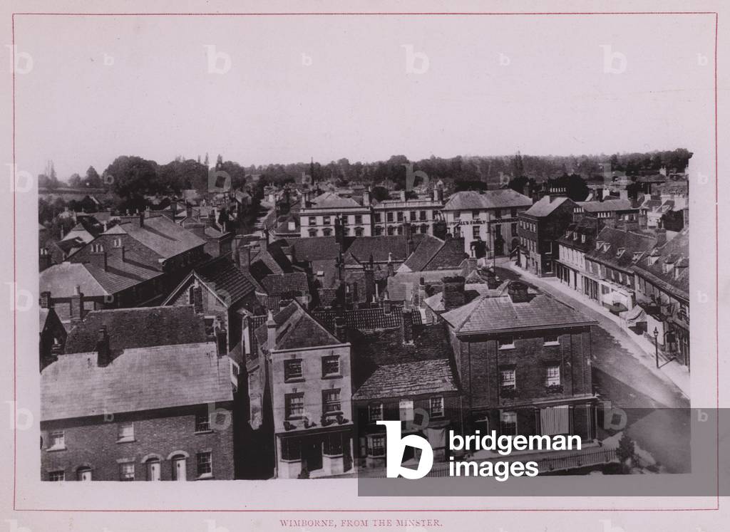 Wimborne, from the Minster (b/w photo)