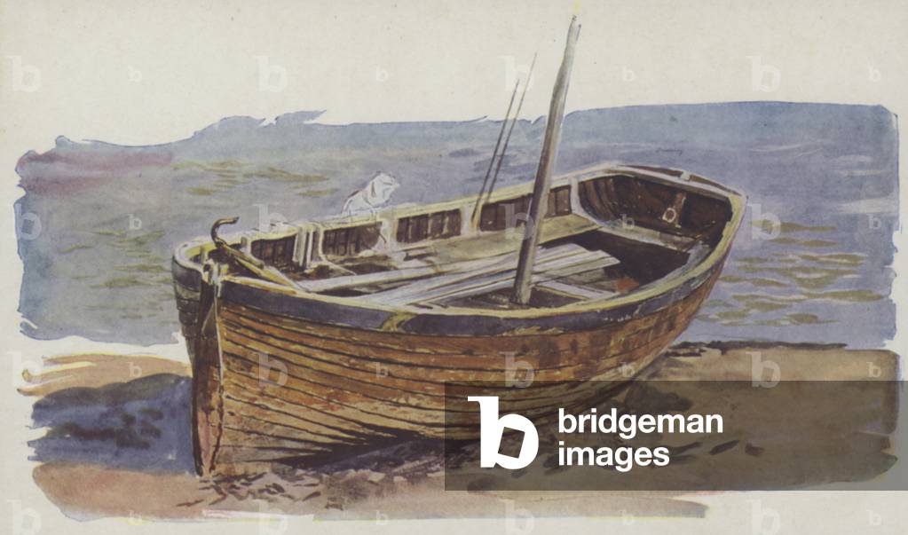 A Galley Punt, Deal (colour litho)