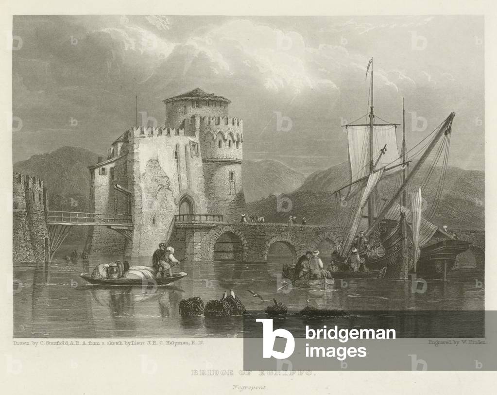 Bridge of Egnippo, Negropont (engraving)