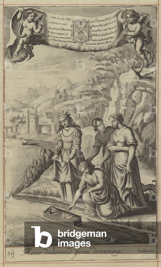 Moses delivered from drowning (engraving)