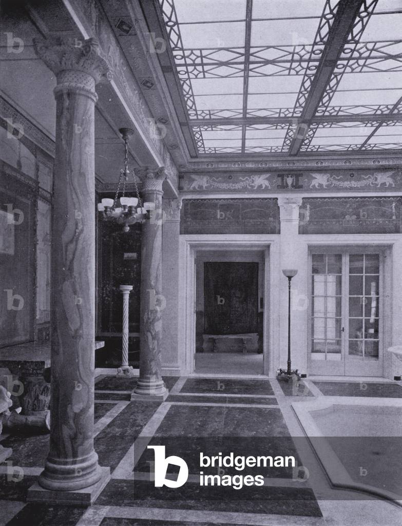 Charles A Platt: Villa at Lake Forest, Pompeiian Court (b/w photo)
