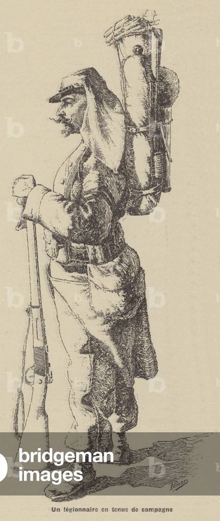 A soldier of the French Foreign Legion in battle dress (litho)