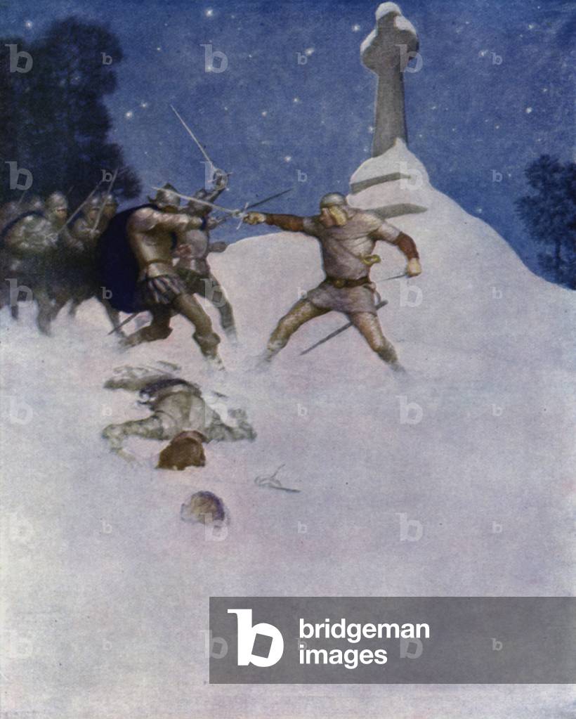 Illustration for The Black Arrow by Robert Louis Stevenson (colour litho)