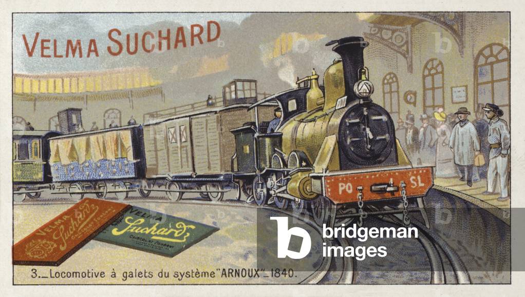 Steam locomotive utilising the Arnoux system, 1840 (chromolitho)