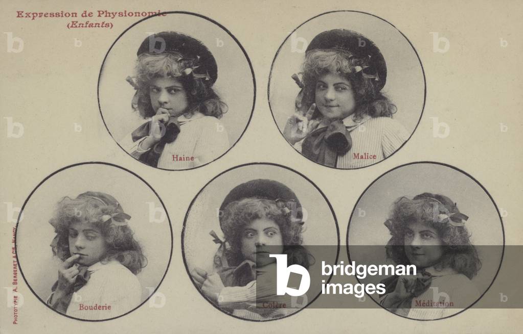 Girl pulling faces (b/w photo)