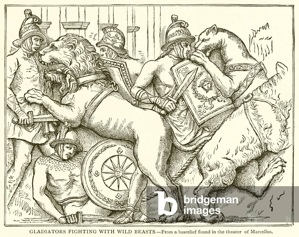 Gladiators fighting with Wild Beasts (engraving)