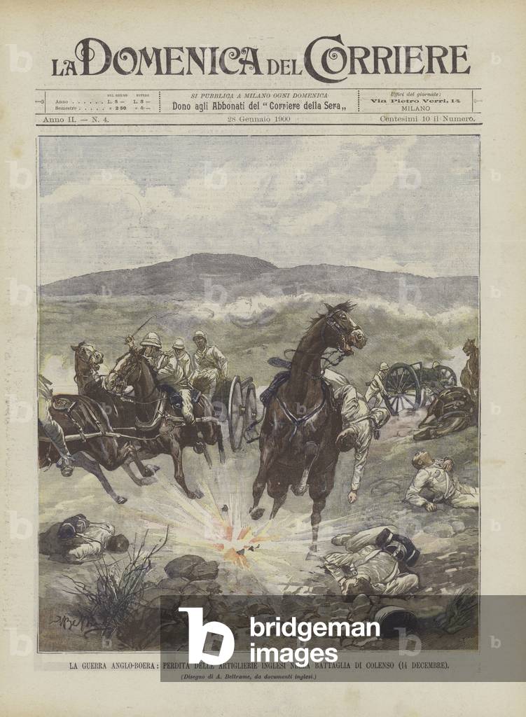 The Anglo-Boer War, Loss of British Artillery at the Battle of Colenso (14 December) (colour Litho)