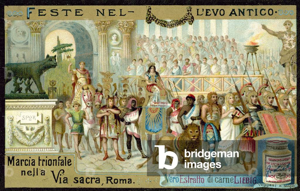 Triumphal march along the Via Sacra, Rome (chromolitho)