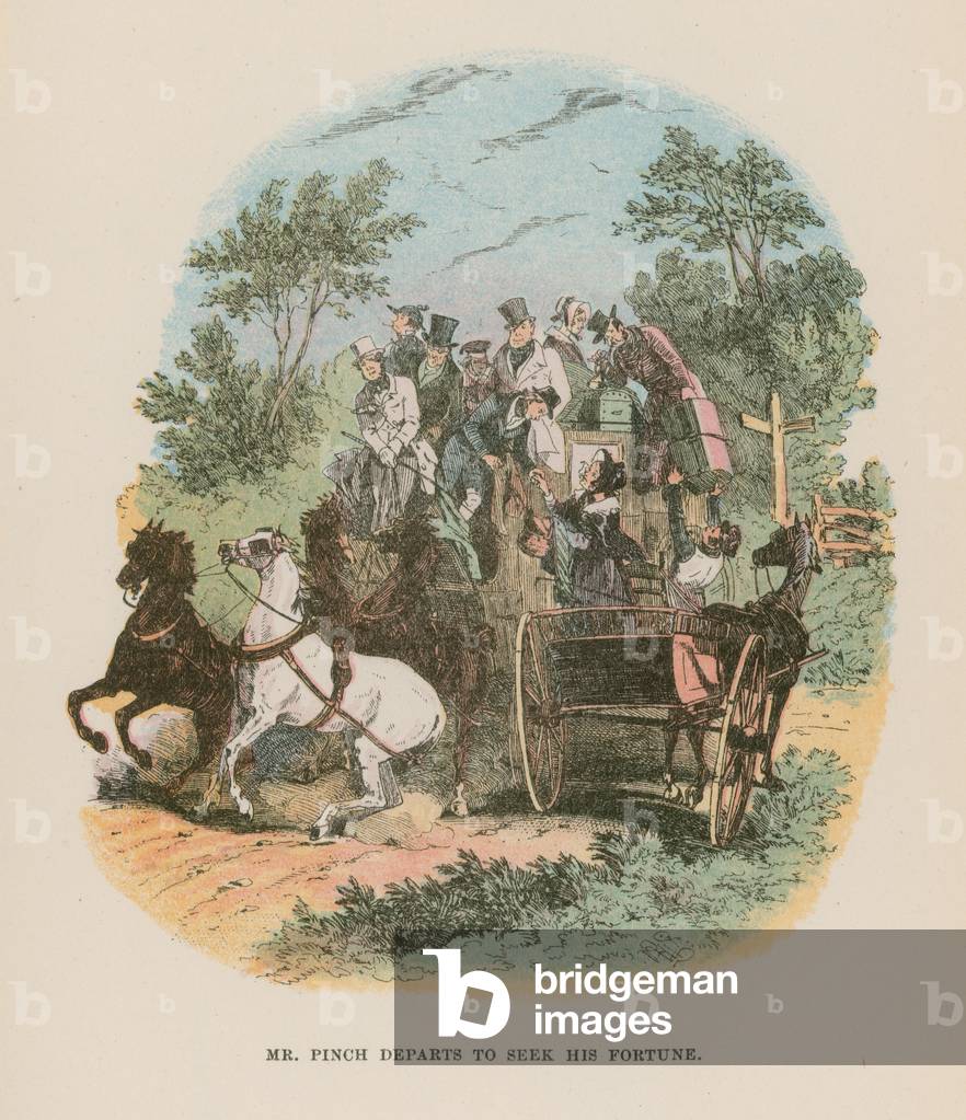 Illustration for Martin Chuzzlewit (colour litho)