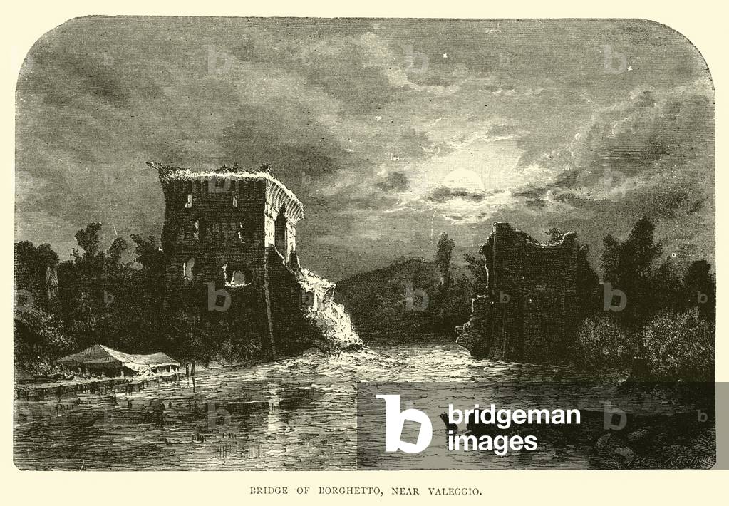 Bridge of Borghetto, near Valeggio (engraving)