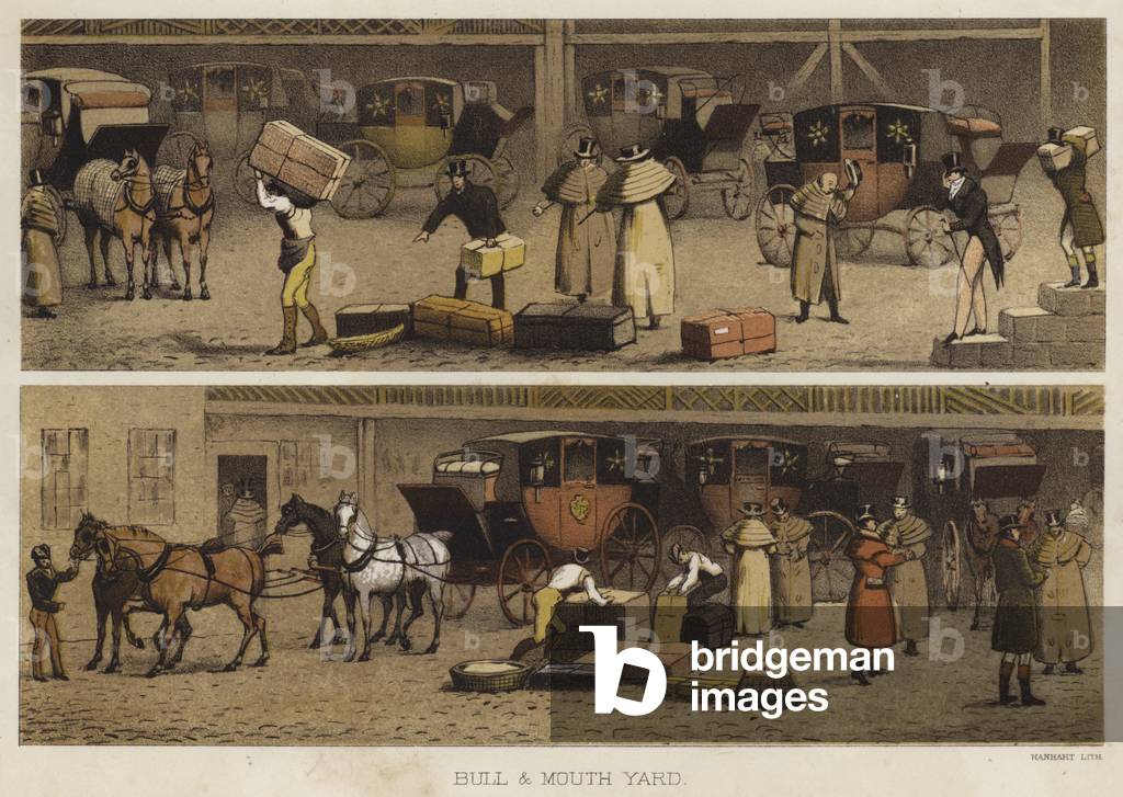 Bull and Mouth Yard (colour litho)