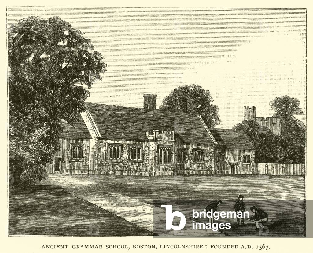Ancient Grammar School, Boston, Lincolnshire, founded AD 1567 (engraving)