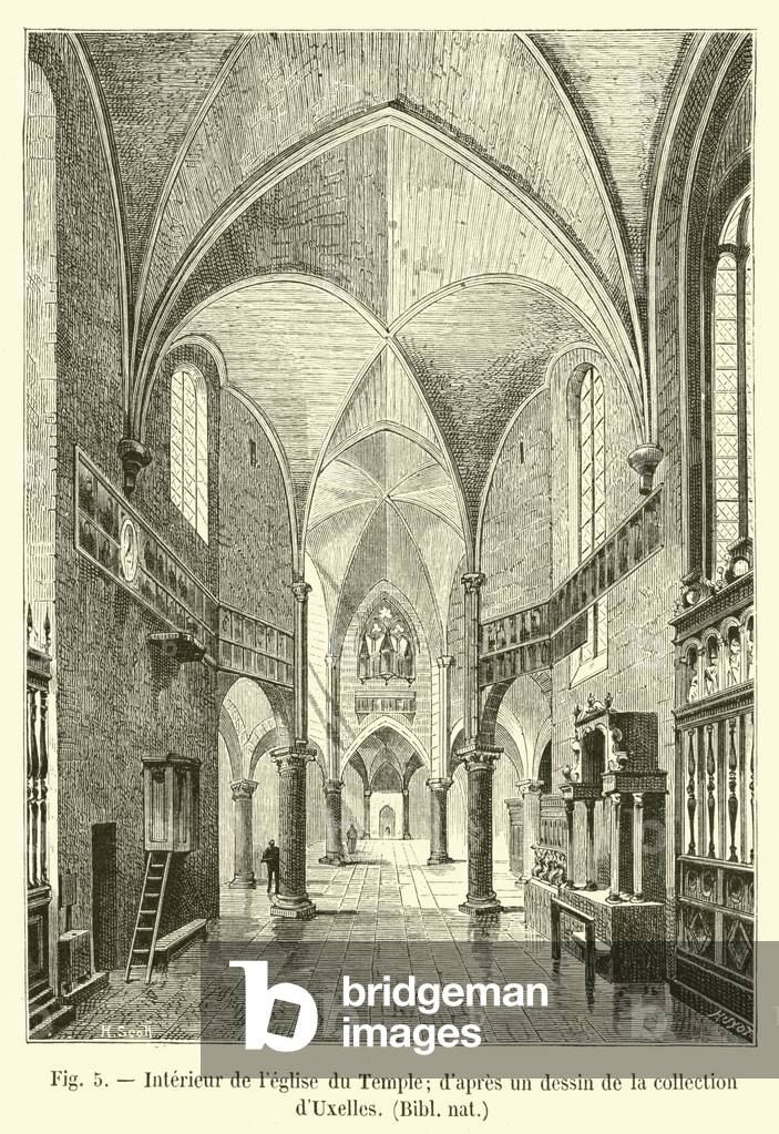 Interieur de l'eglise du Temple; d'apres un dessin de la collection d'Uxelles, Bibl nat (engraving)