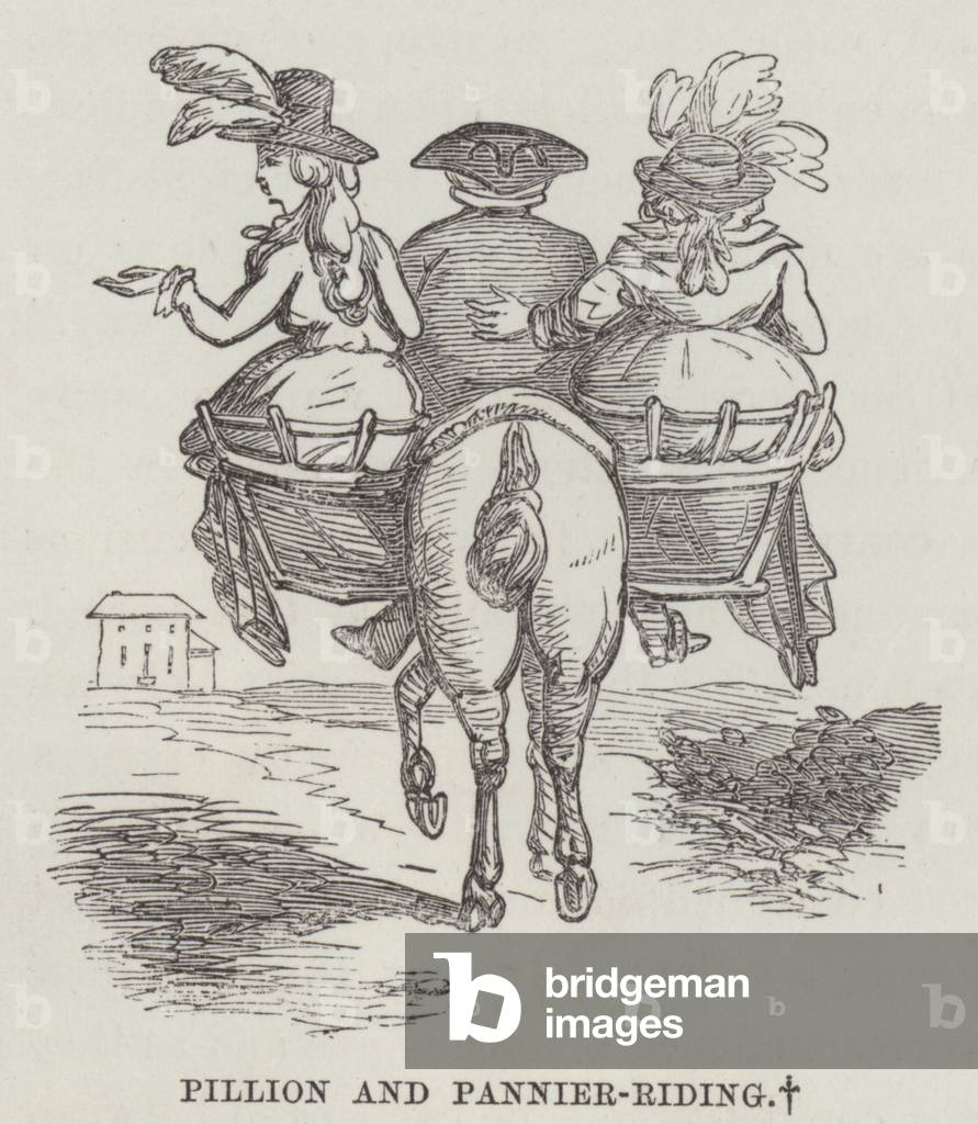 Pillion and pannier-riding (engraving)