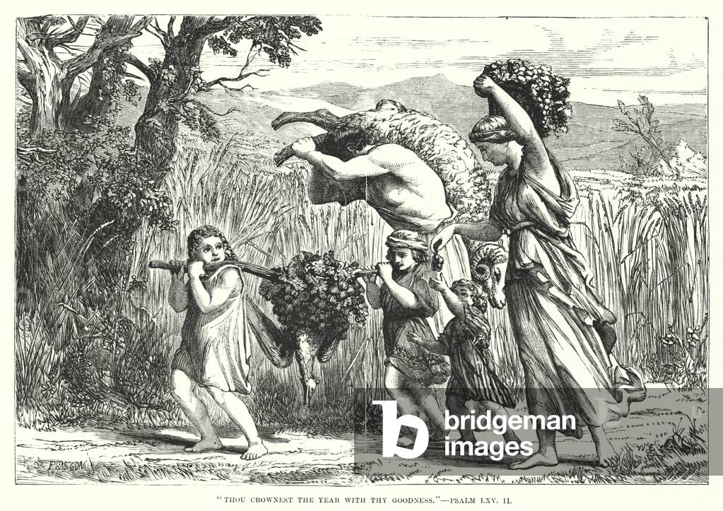 Thou crownest the year with thy goodness, Psalm LXV, 11 (engraving)