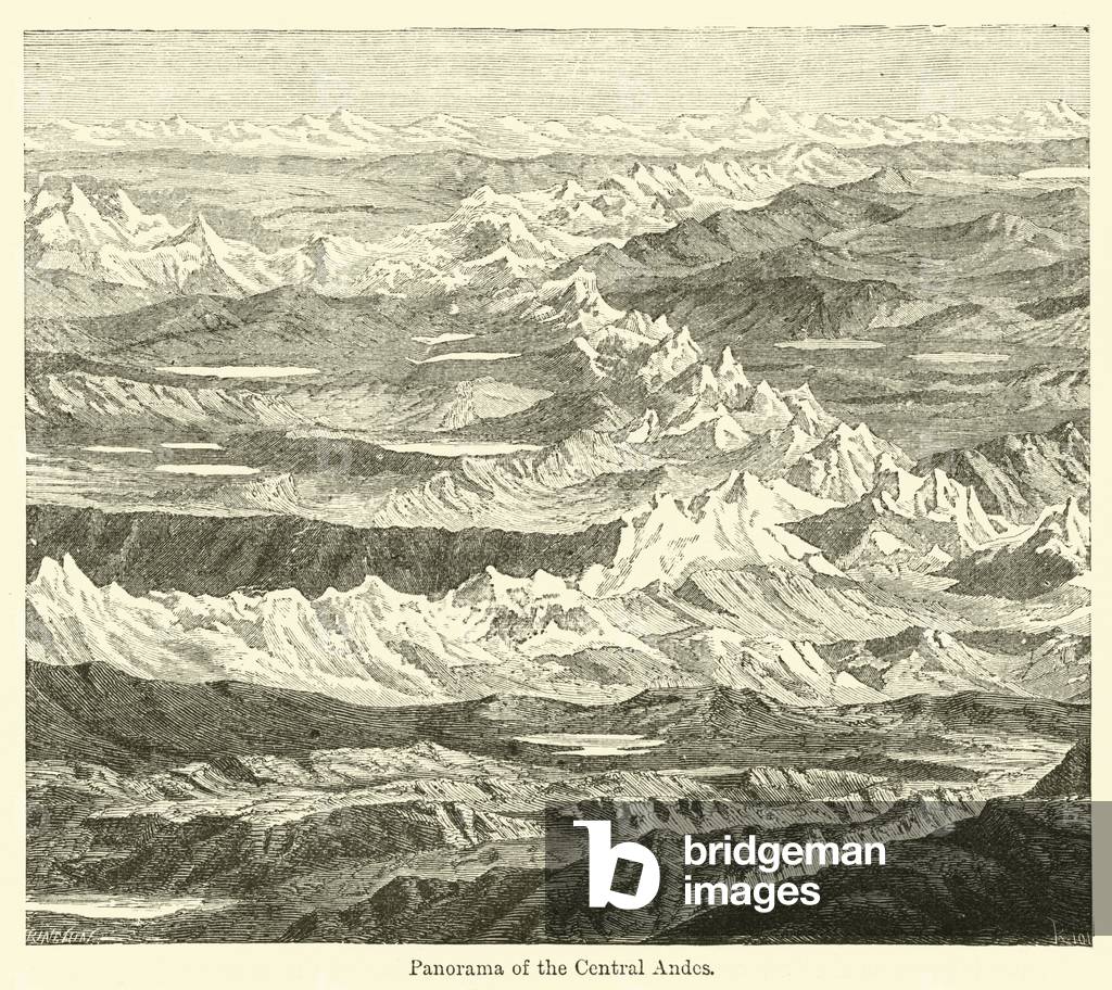 Panorama of the Central Andes (engraving)