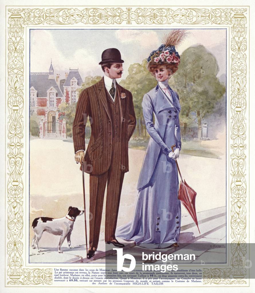 Men and women's fashions from High Life Tailor, Paris (colour litho)