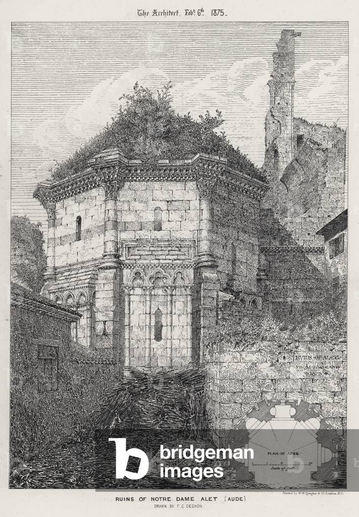 Ruins of Notre Dame Alet, Aude (engraving)