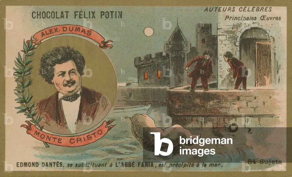 Alexander Dumas and a scene from 'The Count of Monte Cristo' (chromolitho)