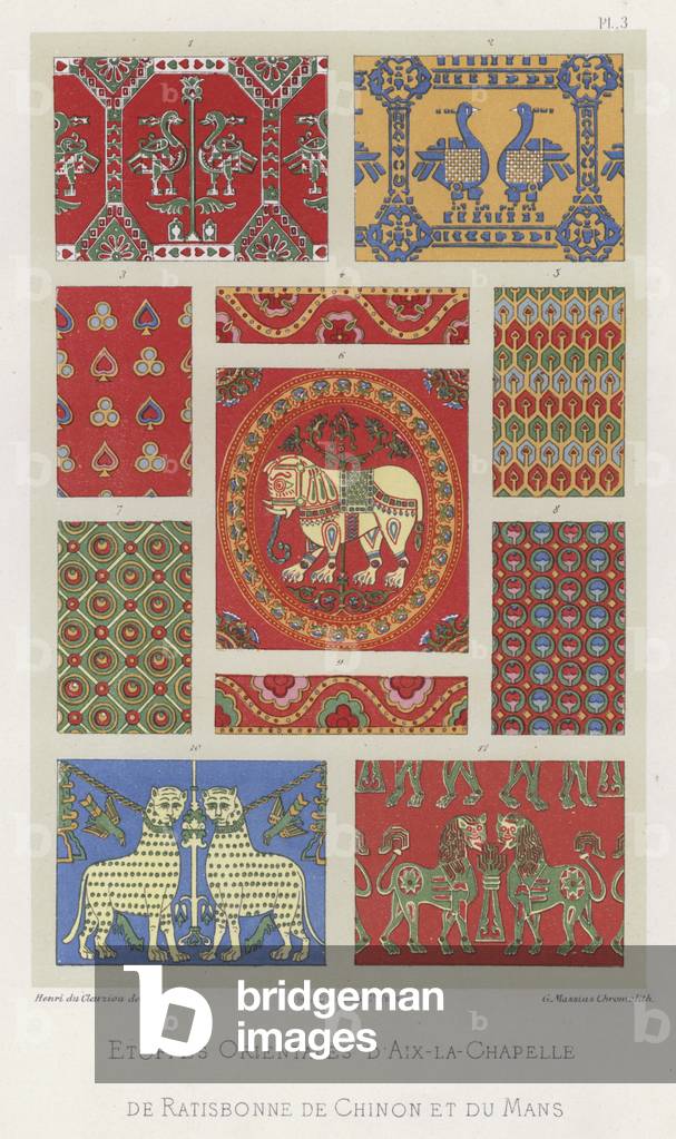Etoffes Orientales d'Aix-la-Chapelle, de Ratisbonne de Chinon et du Mans (colour litho)