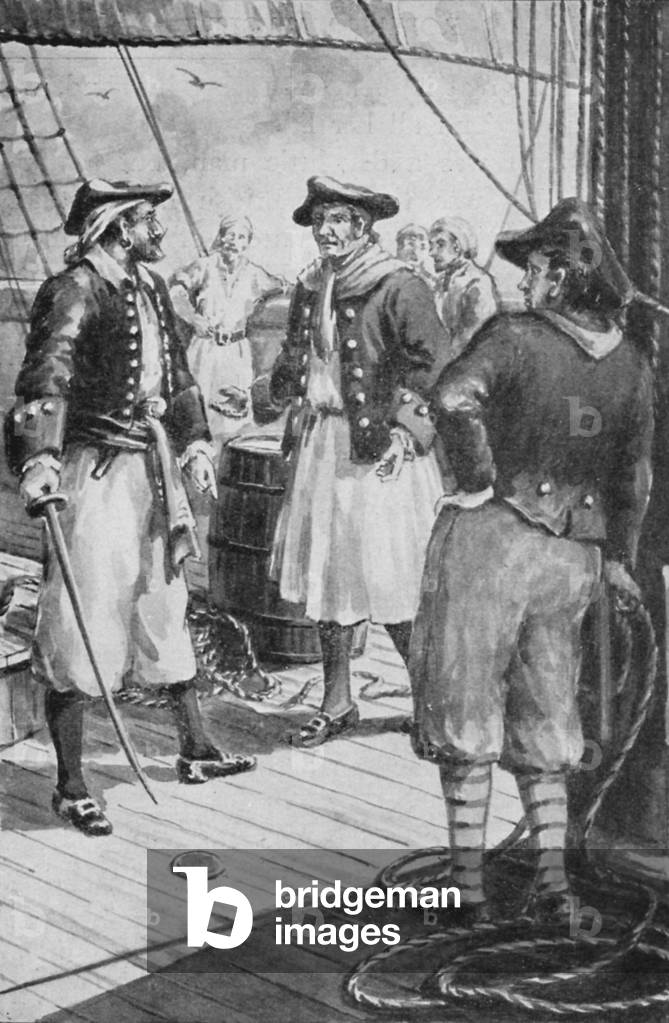 War of Jenkins' Ear, Jenkins's ship is boarded by Spaniards (litho)