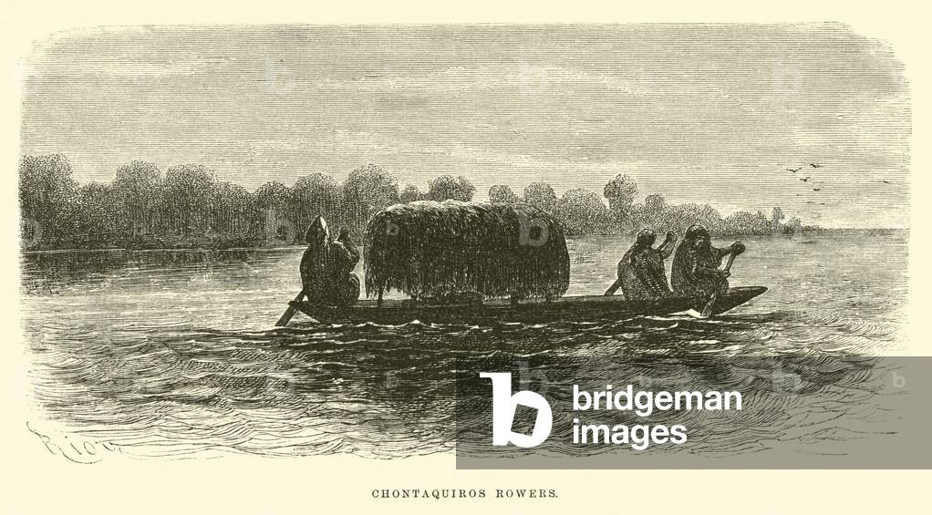 Chontaquiros rowers (engraving)