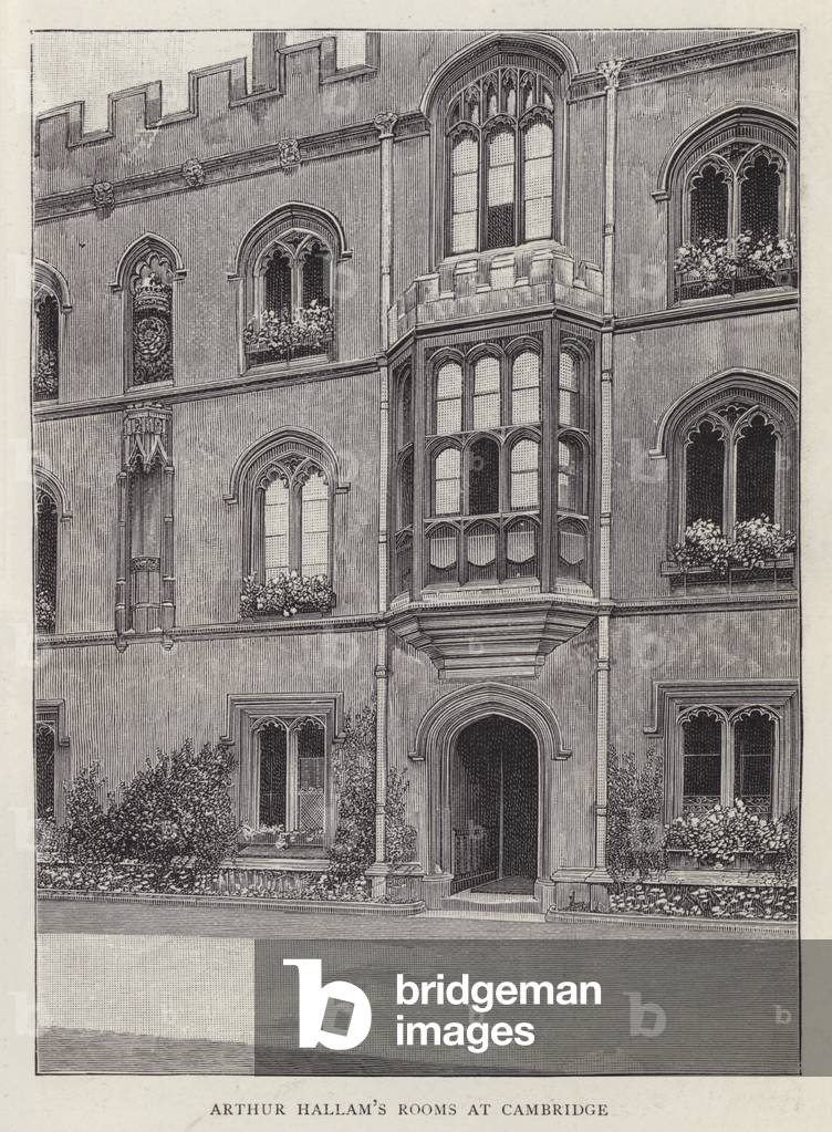 Rooms of Arthur Hallam, English poet and friend of Alfred, Lord Tennyson, Cambridge, Camgridgeshire (litho)