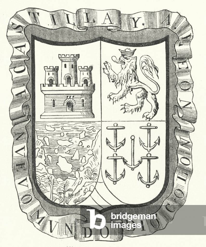 Coat of arms of Christopher Columbus (engraving)