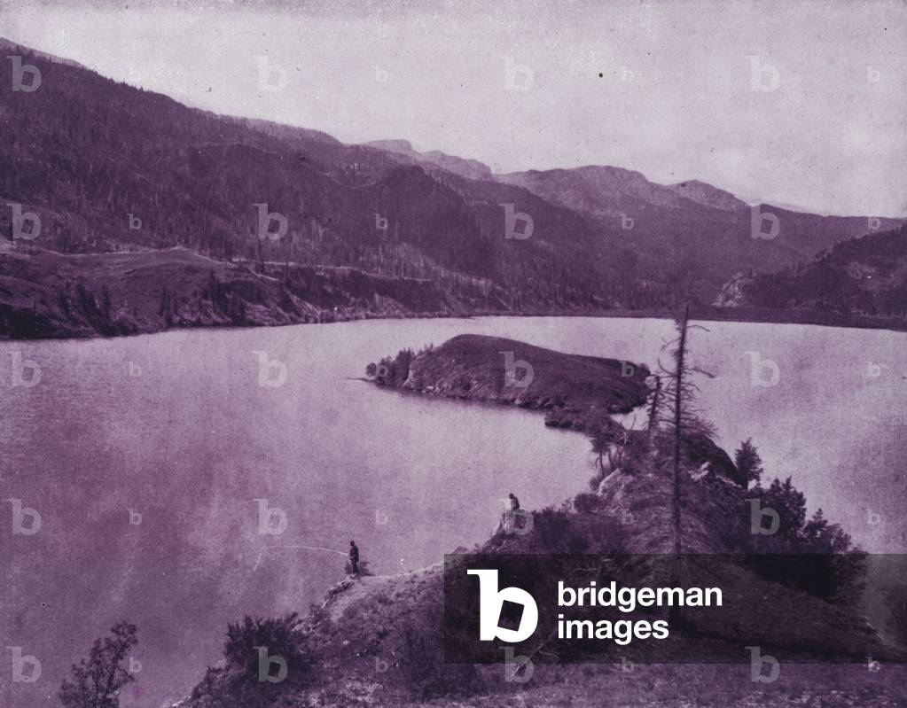Lake San Cristoval, in the lap of Ouray Mountains, Colorado (b/w photo)