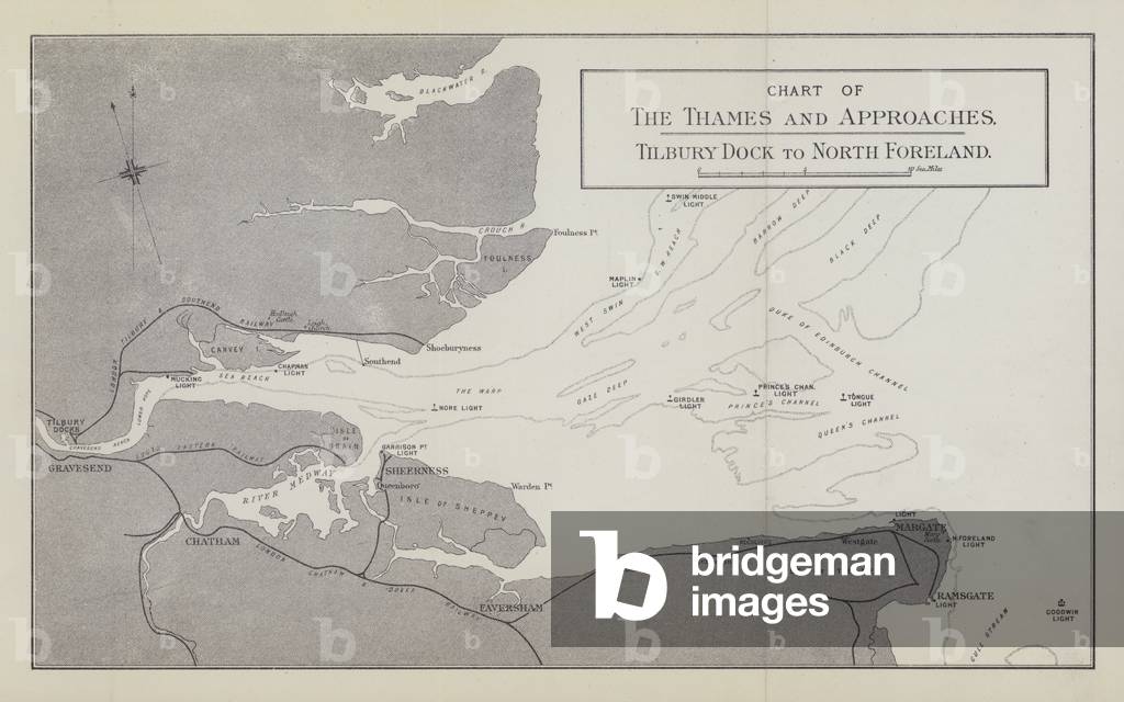 Chart of the Thames and Approaches, Tilbury Dock to North Foreland (litho)