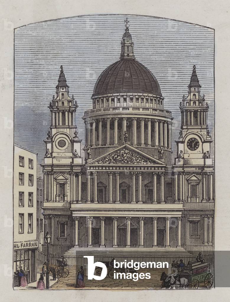 St Pauls Cathedral (coloured engraving)