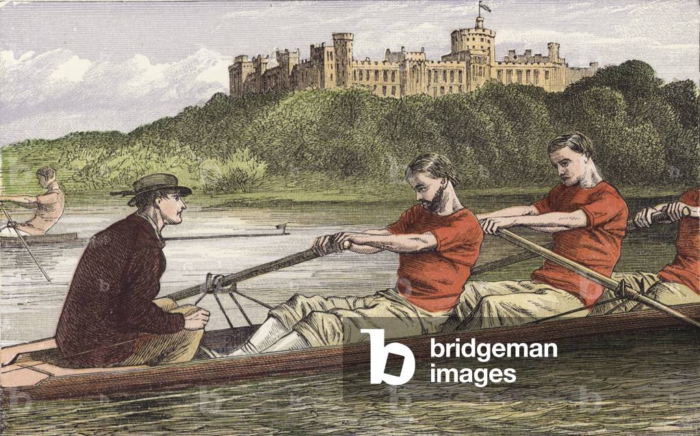 Rowing (coloured engraving)