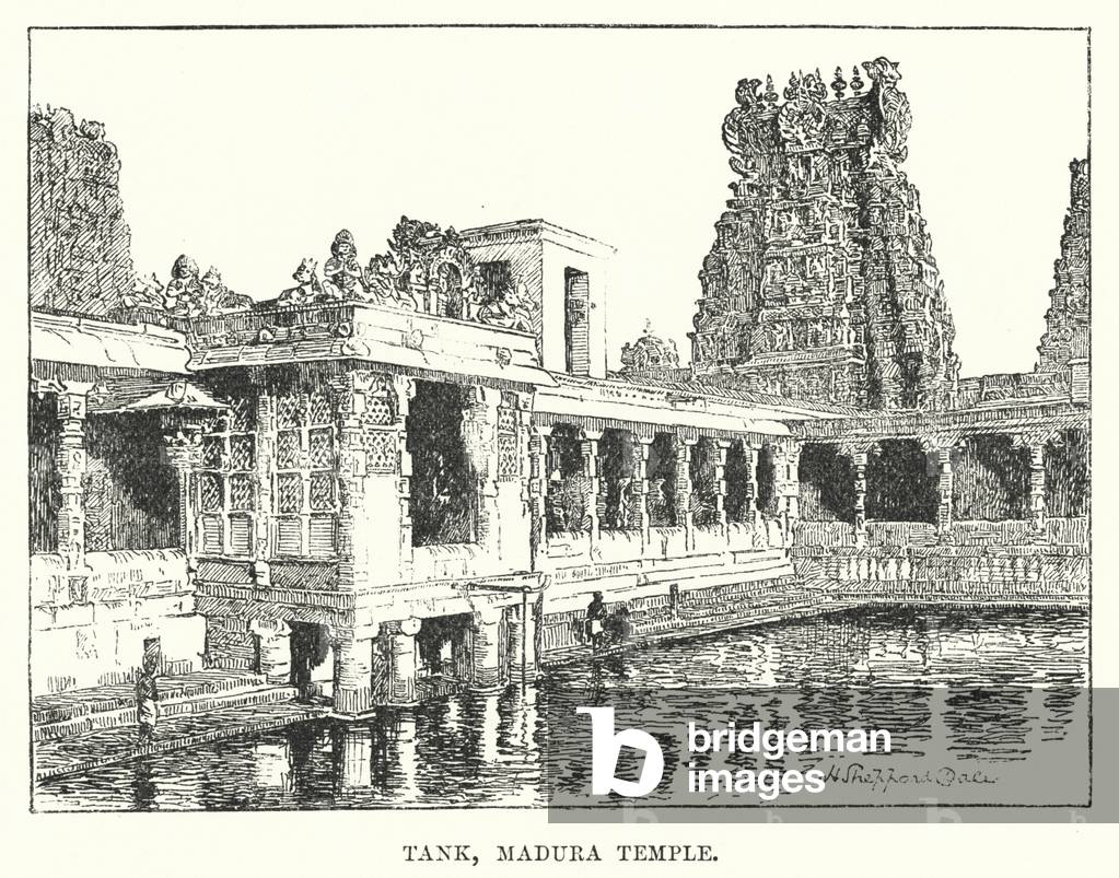 India: Tank, Madura Temple (engraving)