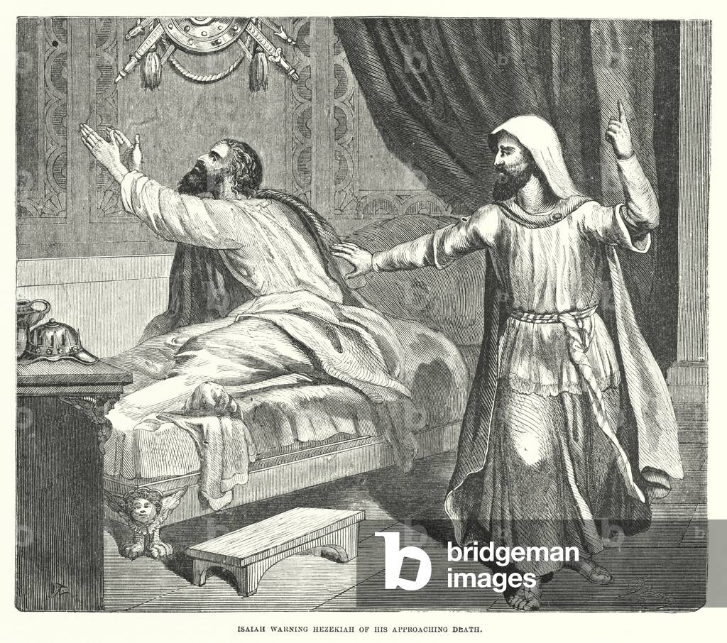 Isaiah warning Hezekiah of his Approaching Death (engraving)