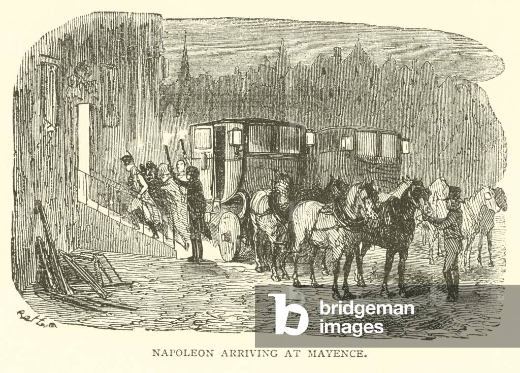 Napoleon arriving at Mayence (engraving)