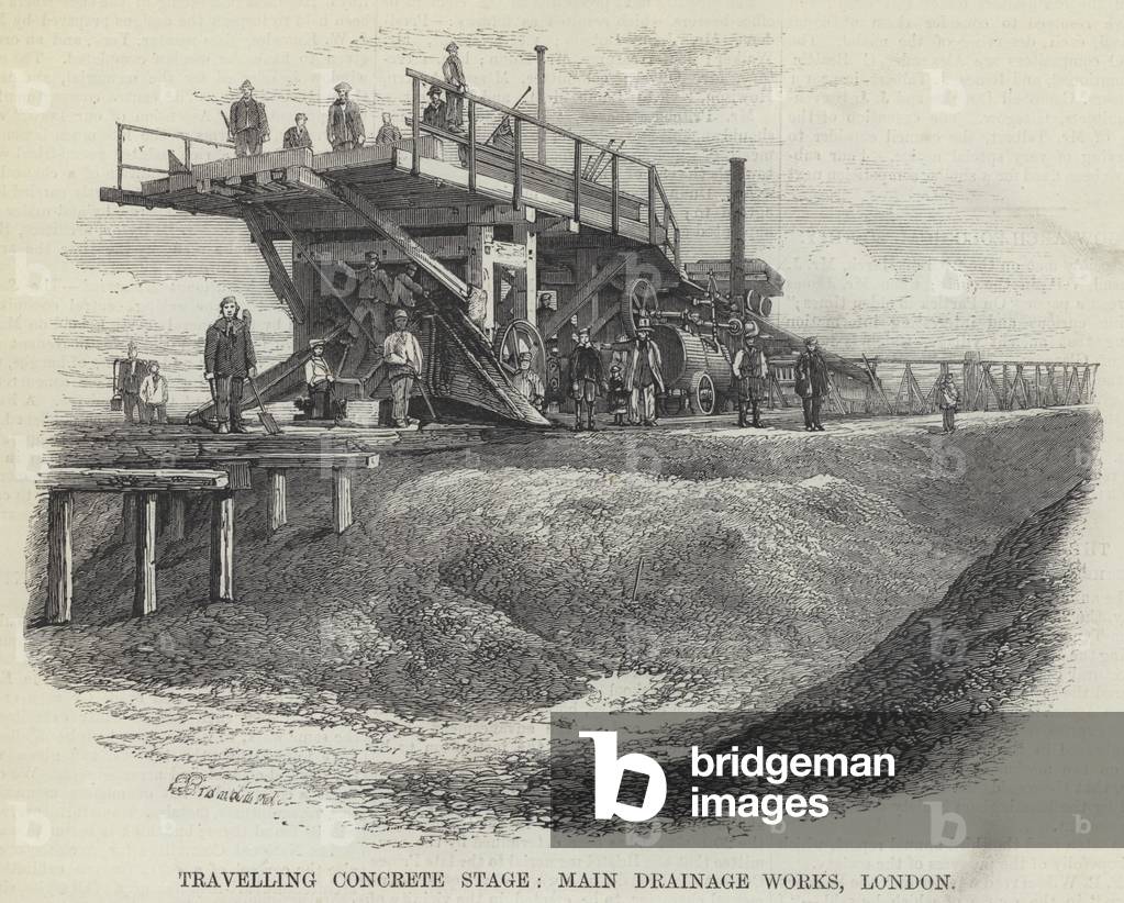 Travelling Concrete Stage, Main Drainage Works, London (engraving)