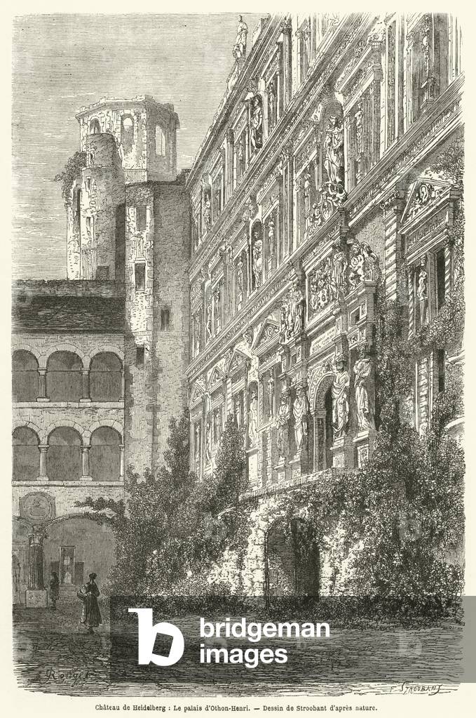 Chateau de Heidelberg, Le palais d'Othon-Henri (engraving)